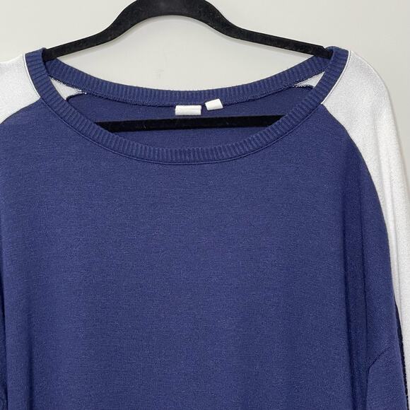 Gap Sweater Round Neck Sweater Color Block Striped Detail‎ 90s Y2K Vibes Blue L - Picture 4 of 11
